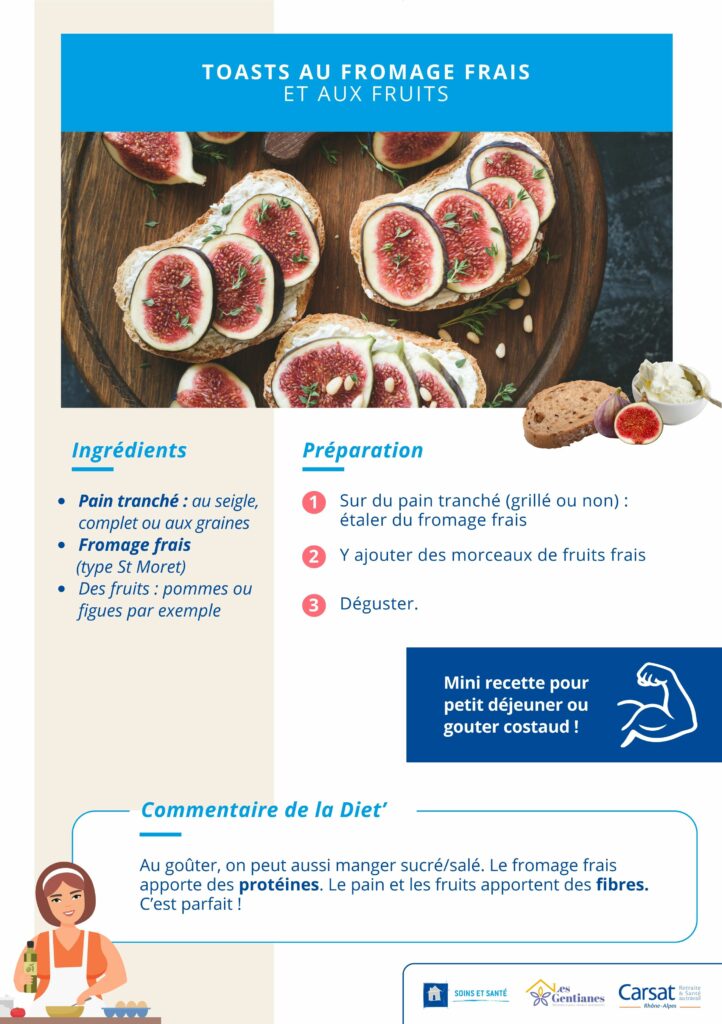 Fiche Recette Semaine Bleue - Toasts au fromage et fruits frais